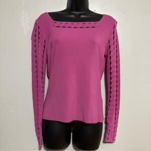 VTG 90s Y2K Cyrus Pink Cutout Long Sleeve Stretchy Sz Large 
Edgy Bratz inspired